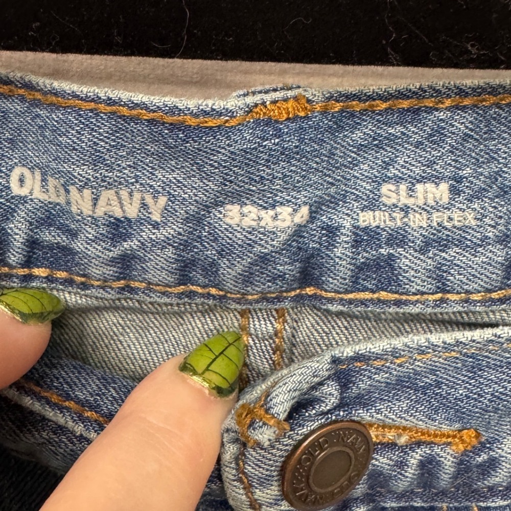 Old Navy Slim Built-In Flex Jeans Mens 32x34 Medium Wash Blue Denim Pants B-125 - Picture 3 of 6